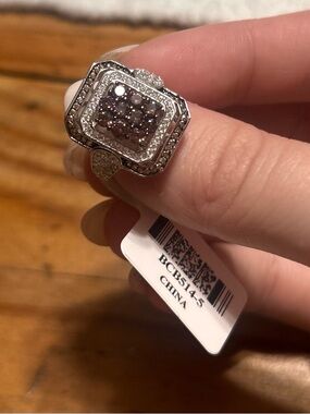 Bella Luce Rectangle with Round Accent Faux Diamond Sterling Silver 925 Ring